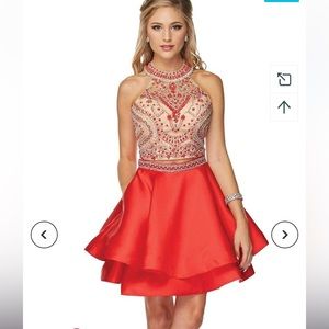 Juliet Short Two Piece Halter Homecoming Dress with Pockets Medium NWT